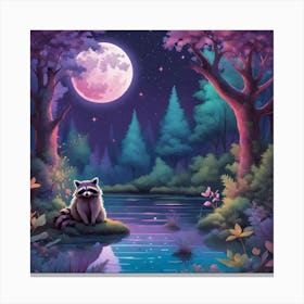 Raccoon In The Forest 3 Canvas Print