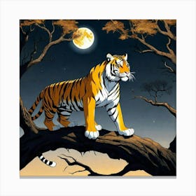 Tiger In The Moonlight 1 Canvas Print