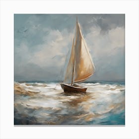 Sailboat In Rough Seas Canvas Print