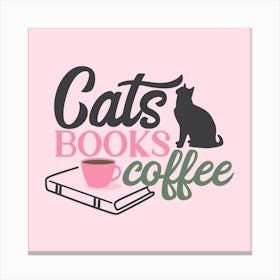 Cats Books Coffee Canvas Print