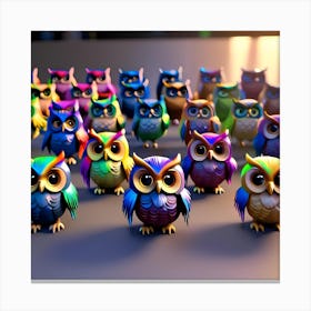 Colorful Owls 3 Canvas Print