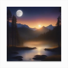 Moonlight In The Mountains 1 Canvas Print