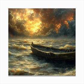 Boat In The Storm Canvas Print