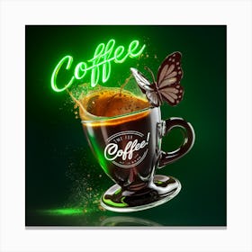 Neon Espresso Delight A 3d Coffee Experience (3) Canvas Print