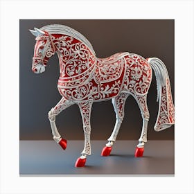 Hermoso Caballo Fantasia, Colores Rojo Y Blanco Canvas Print