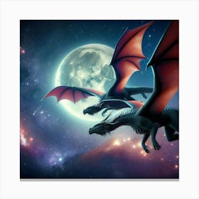 Two Dragons Flying In Space Canvas Print