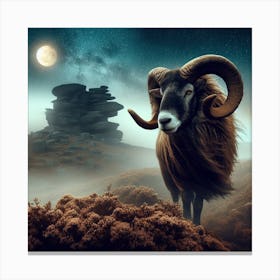 Ram In The Night Sky Canvas Print