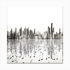 Music City Abstract - Cityscape With Music Notes Canvas Print