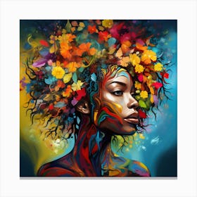 African Woman With Colorful Hair 3 Canvas Print