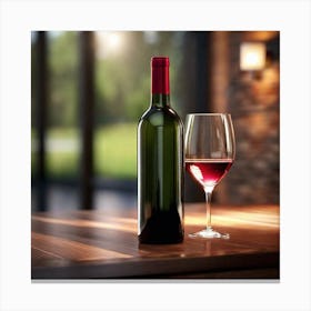Red Wine Bottle And Glass 1 Canvas Print