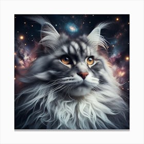 Grey-white maine coon cat Canvas Print