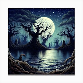 Full Moon In The Forest 2 Canvas Print