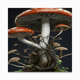Mushrooms On A Tree 1 Canvas Print