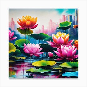 Lotus Flower Painting 2 Canvas Print