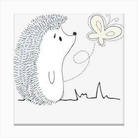 Cute Vintage Hedgehog & Butterfly Art & Gift G005287 Canvas Print