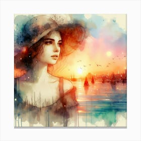 Watercolor Of A Girl Canvas Print