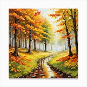 Forest In Autumn In Minimalist Style Square Composition 297 Canvas Print