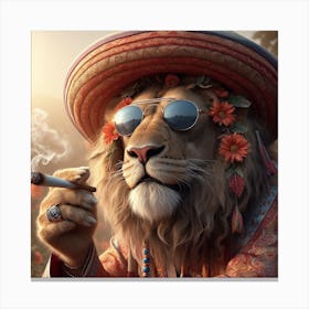 Lion Smoking Weed Canvas Print