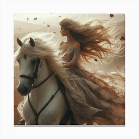 Girl Riding A Horse 4 Canvas Print