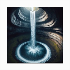 Waterfall In A Cave Canvas Print