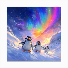 Penguins In The Snow 8 Canvas Print