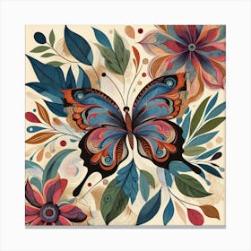 Colourful Block Print Butterfly Abstract VIII Canvas Print