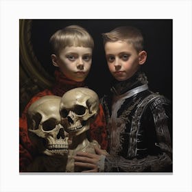 Two Boys With Skulls 1 Canvas Print