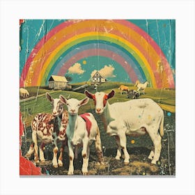 Rainbow Retro Goat Collage 4 Canvas Print