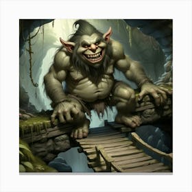 Troll Mythical Creature Monster Fantasy Folklore Legend Troll Bridge Forest Fairy Tale Ugl (2) Canvas Print