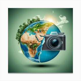 Earth With Camera Canvas Print