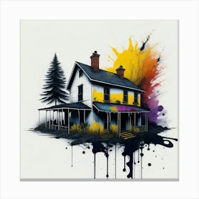 Colored House Ink Painting (78) Canvas Print