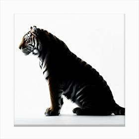 Royal Bengal Tiger Silhouette Minimalist Style Stark Contrast Against A Stark White Background Sh Canvas Print