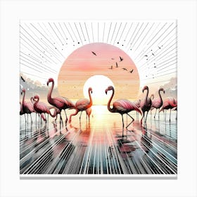 Flamingos - Abstract Line Art Illustration 288 Canvas Print