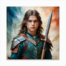 Portrait Of A Young Warrior In Traditional Outfit Canvas Print