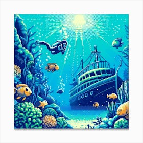 8-bit underwater scene 2 Canvas Print