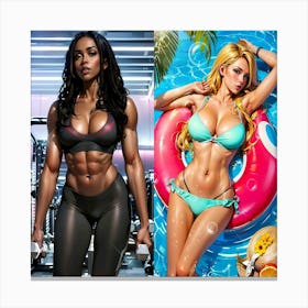 Two Women In Bikinis 25 Canvas Print