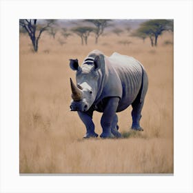 Rhino In The Savannah Canvas Print