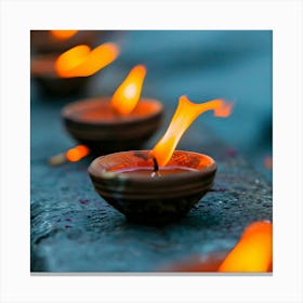 Lit Candles In A Row 1 Canvas Print