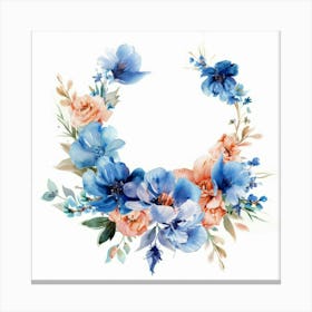 Watercolor Floral Wreath Canvas Print