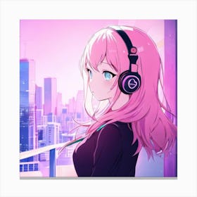 Anime Girl With Headphones 1 Canvas Print