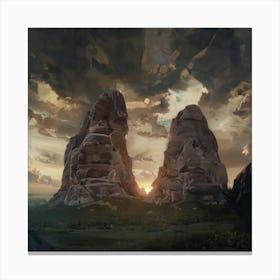 Sunset Over Rock Formations Canvas Print