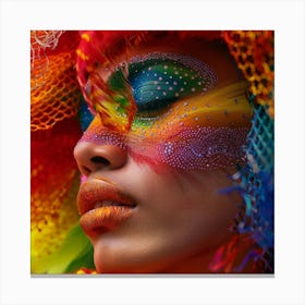 Colorful Woman With Feathers Canvas Print