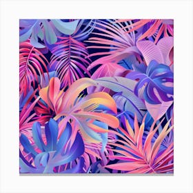Tropical Leaves Seamless Pattern 17 Canvas Print