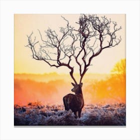 Deer At Sunset Canvas Print