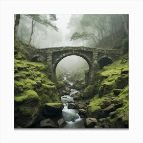 Stone Bridge In The Mist Canvas Print