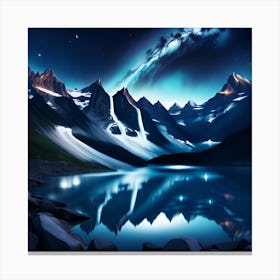 Mountain Lake At Night Canvas Print