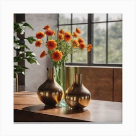 Two Vases On A Table Canvas Print
