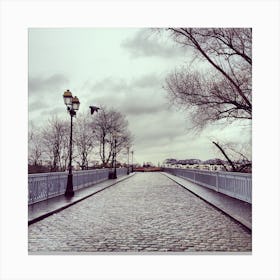Winter Solitude In Poissy Square Canvas Print