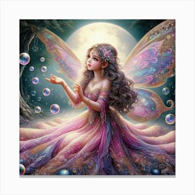 Fairy Child Plyaing With Bubbles 3 Canvas Print