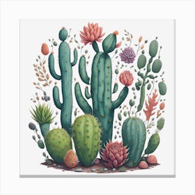 Watercolor Cactus 3 Canvas Print